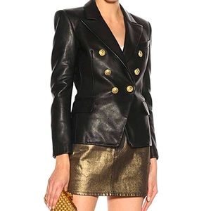 NWOT‼️FAUX LEATHER BLAZER GOLD BUTTONS FITTED‼️